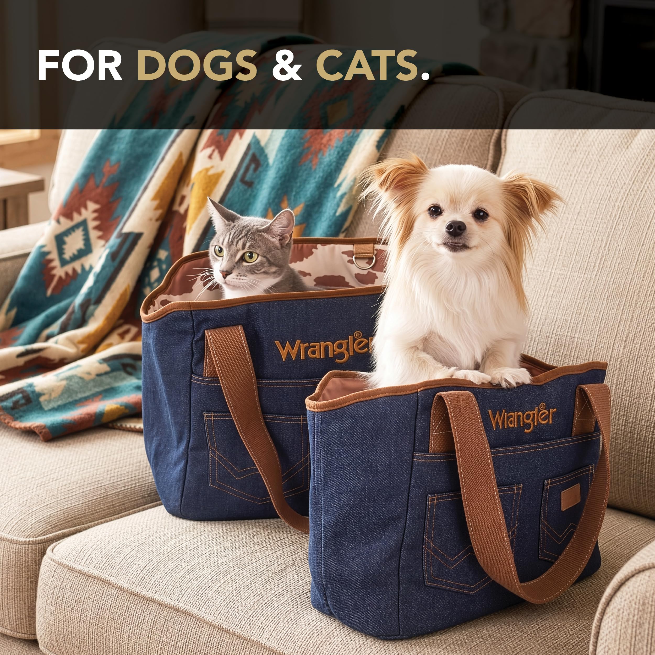 Amazon.co.jp: Wrangler ロープデニム小型ペットキャリートートバッグ